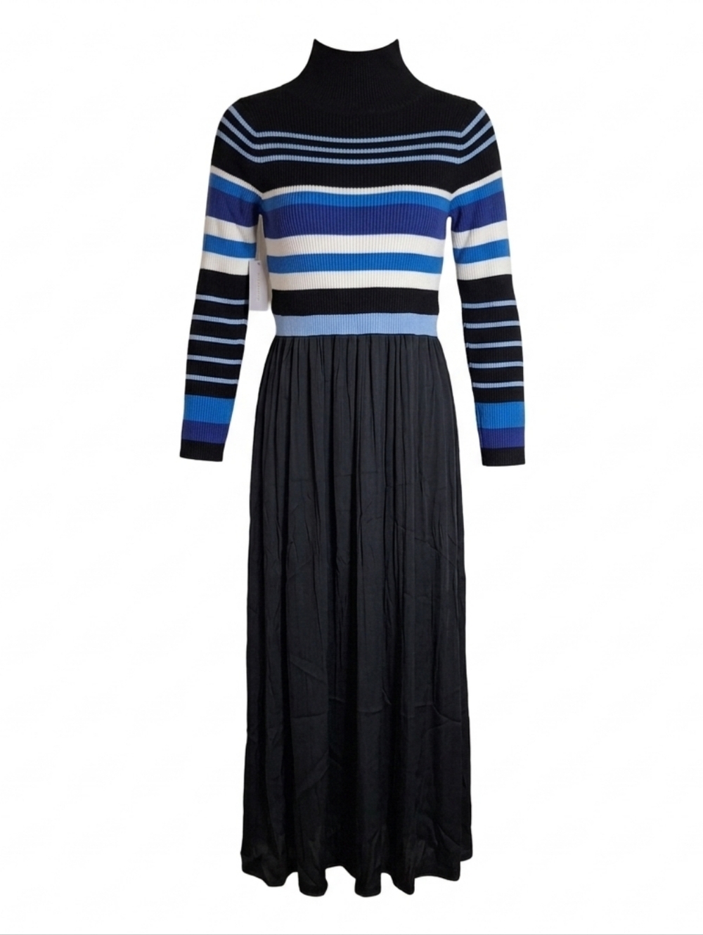 NWT Anthropologie Thea Long Sleeve Maxi Dress Striped Twofer Turtleneck Size SP